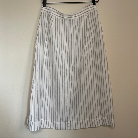 Madewell Women’s Stripes Linen Wrap Skirt Size 10 - Picture 2 of 4